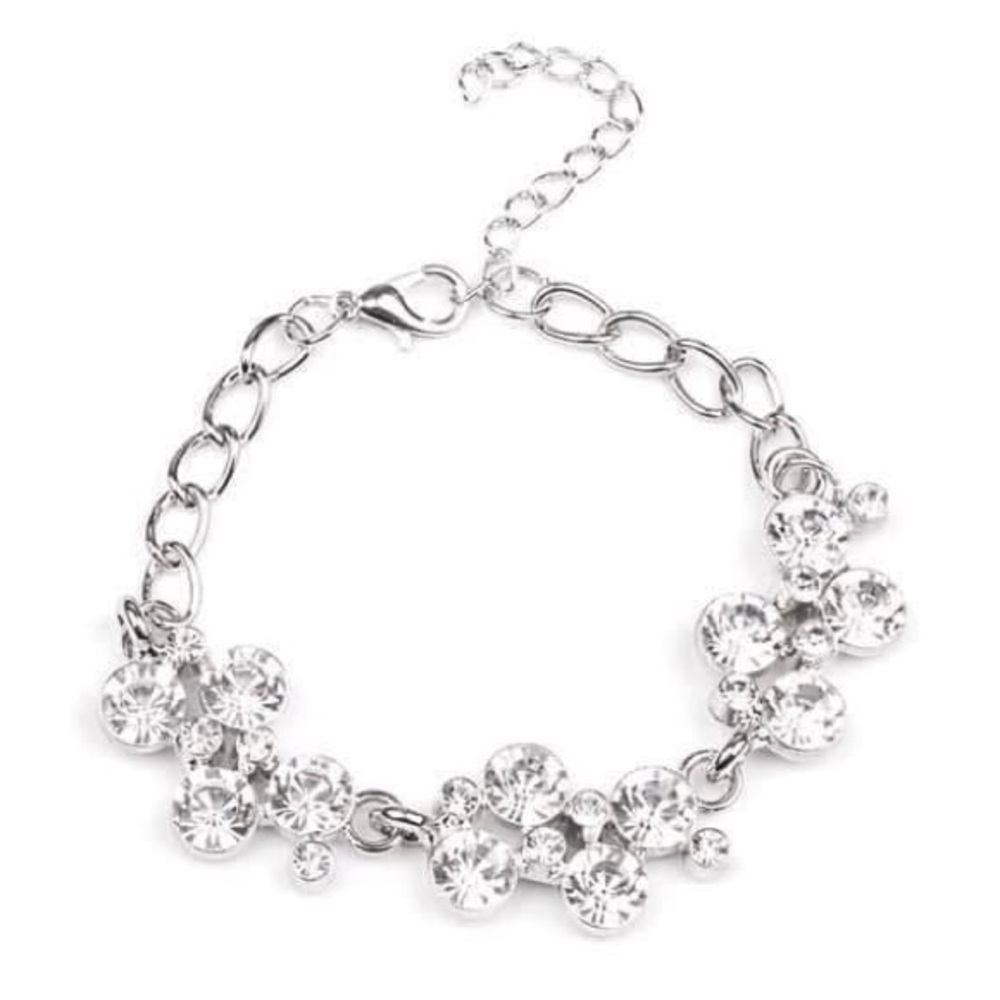 Vintage style crystal rhinestone silver bracelet